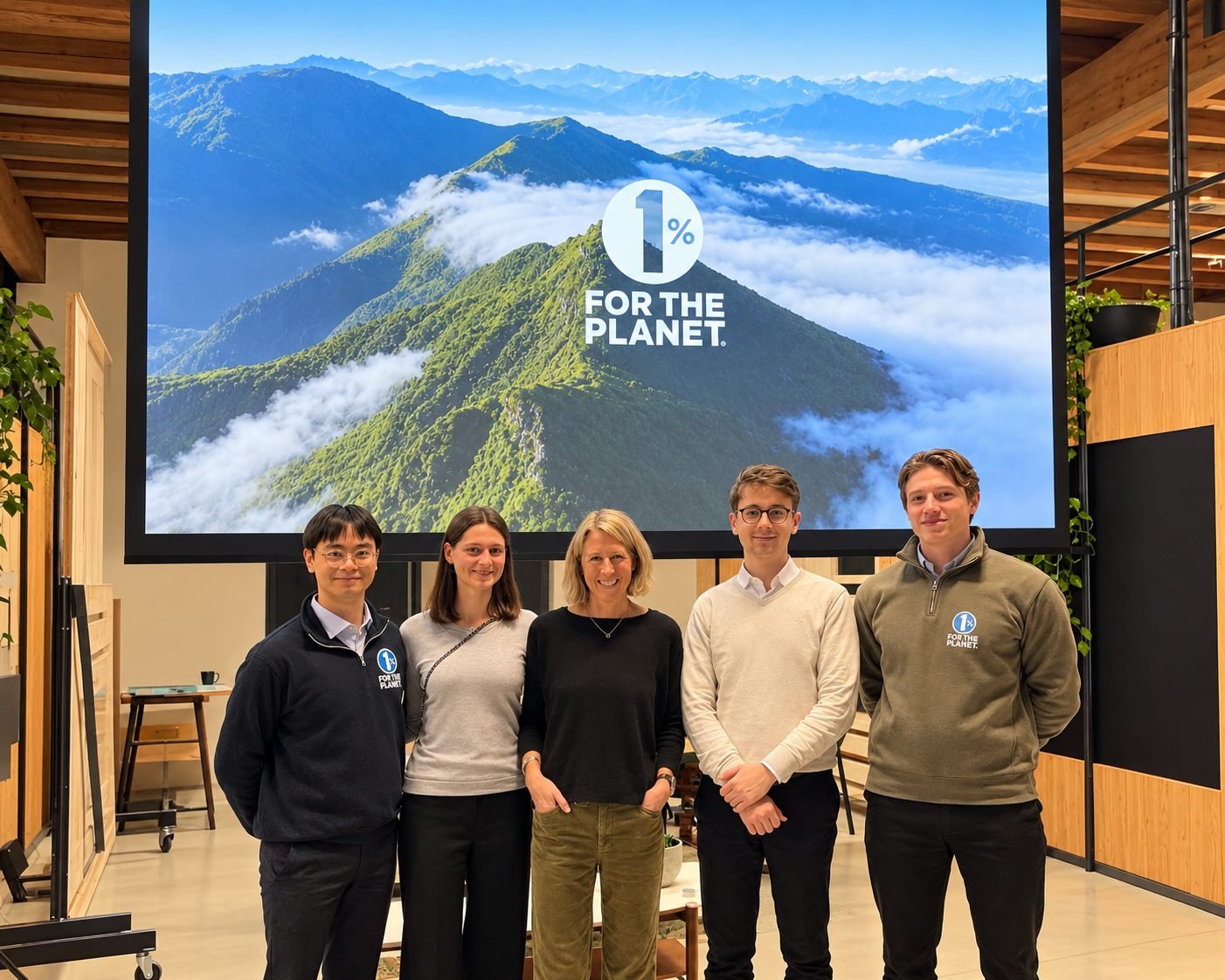 A 180DC Frankfurt project team with their client from 1% for the Planet